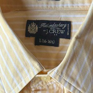 J Crew Mens Long Sleeve Button Down Shirt 80s 2 Ply Cotton L 16 - 16.5